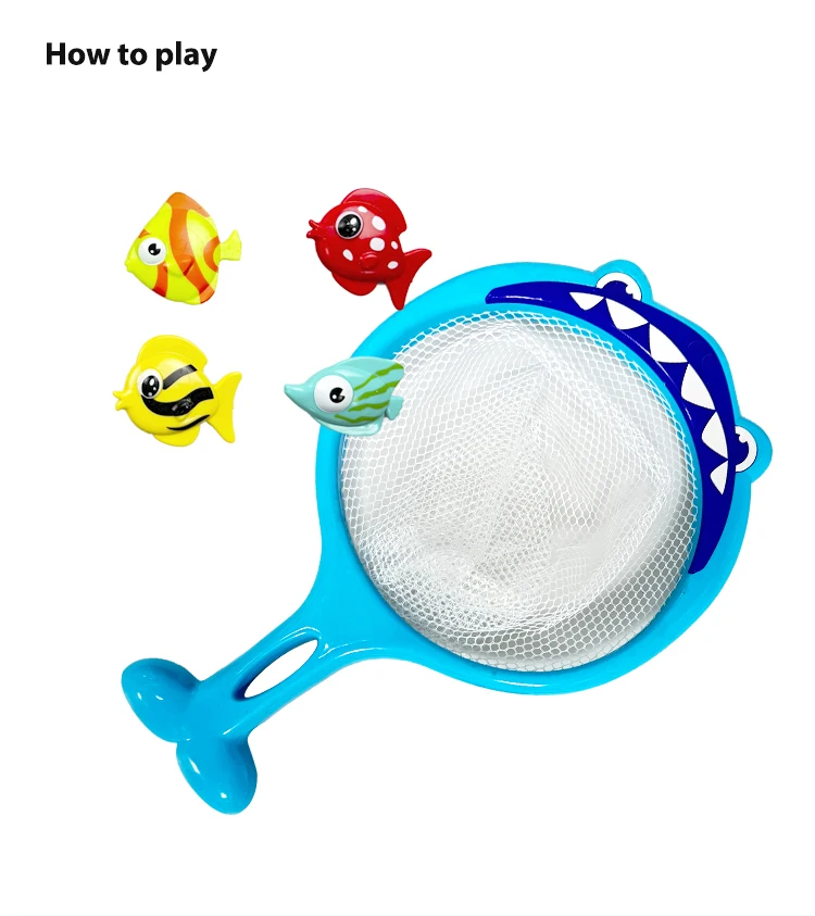product floating fish catch game toy with fishing nets 4 colorful fish interactive water play set for kids pool beach bathtub fun-1