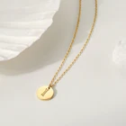 Zircon Metal EManco High Grade Coin Zircon Alphabet Pendant Initial Necklaces Chain Stainless Steel Women Jewelry