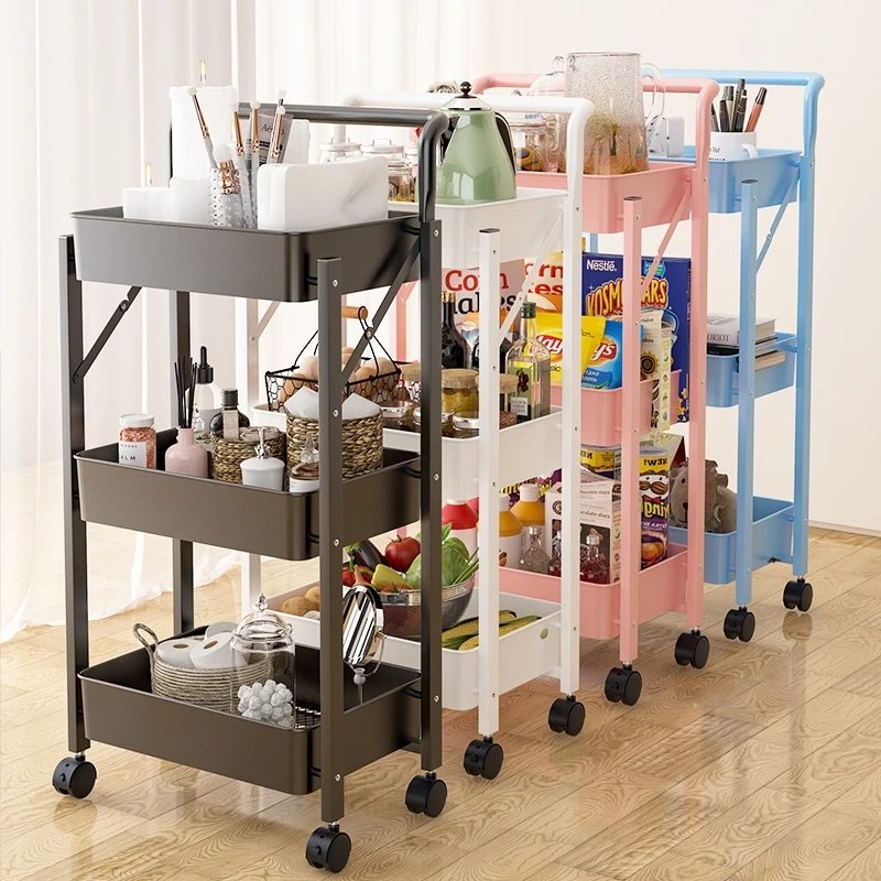 Multifunctional Trolley 3 Tier  Stainless Steel trolley Removable Kitchen Fruit Vegetable Storage
