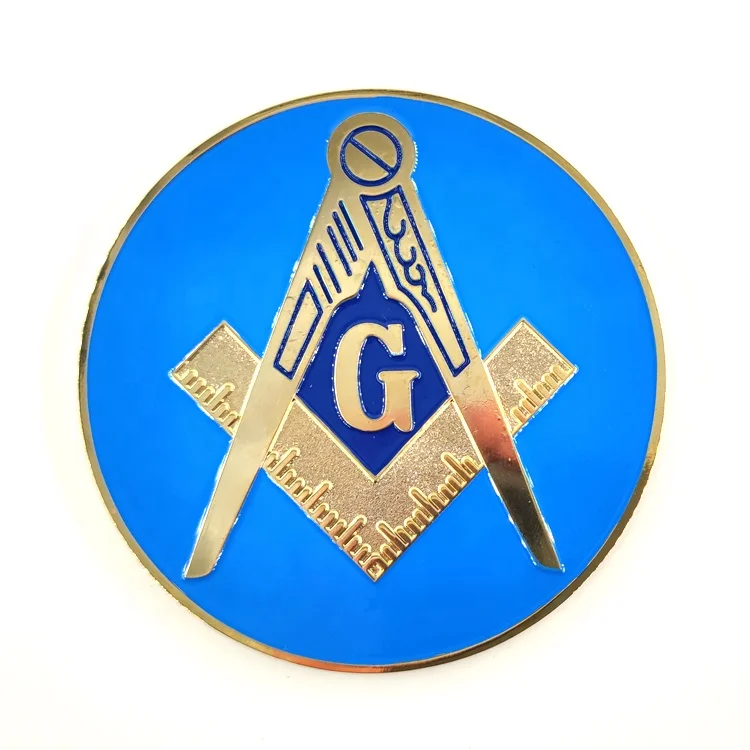 Masonic Car Emblem Square and Compass Metal Decal 