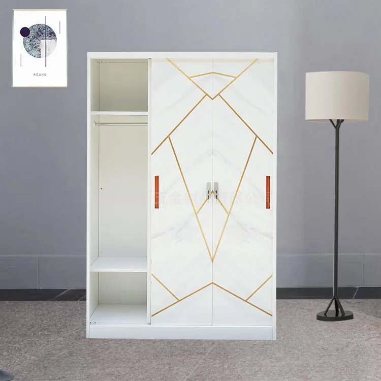 Clothes Cupboard Design Sliding Door Bedroom Storage Cupboard With Beautiful Prints Metal Wardrobe