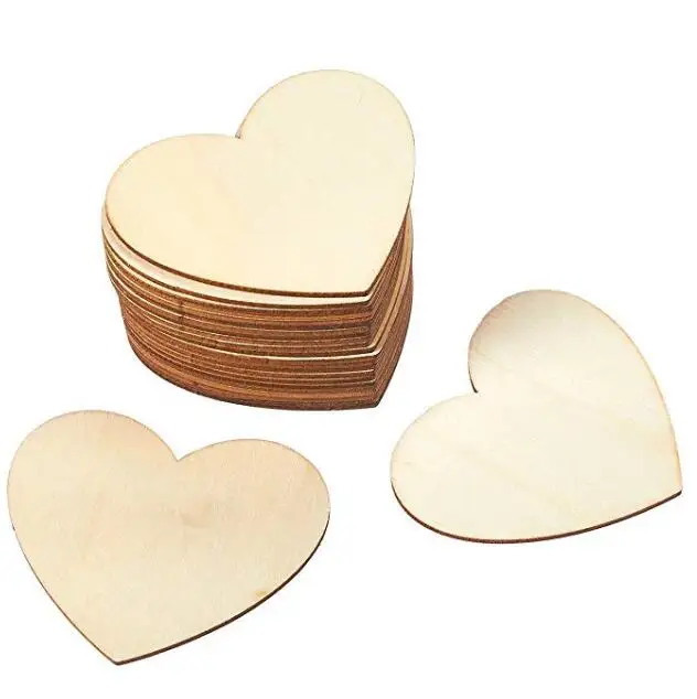 Blank Wooden Heart Shape Wedding Valentine Cardmaking Scrapbooking Embellishment 