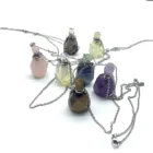 Crystal Pendant Wholesale Crystal Perfume Bottle Pendant Natural Gemstone Empty 50 Ml Essential Oil Jewelry Pendant