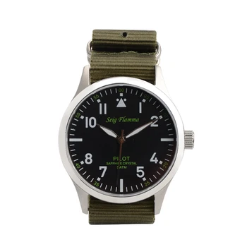 Wholesale Military Pilot Style Watch Stainless Steel 5ATM Mens Watch Sapphire Glass Quartz Watch