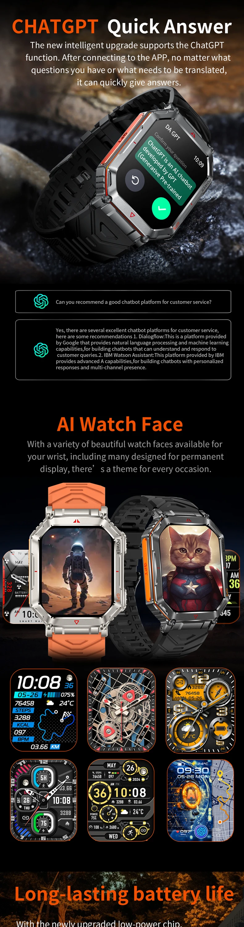 product outdoor kr92 smart watch 2025 new with gps altitude pressure compass flashlight ai dial gpt 1atm waterproof sports watches reloj-6