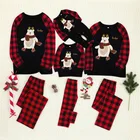 Family Autumn Xmas Parent-child Suit Plaid Long-sleeved Deer Print Christmas Pajamas Family Matching