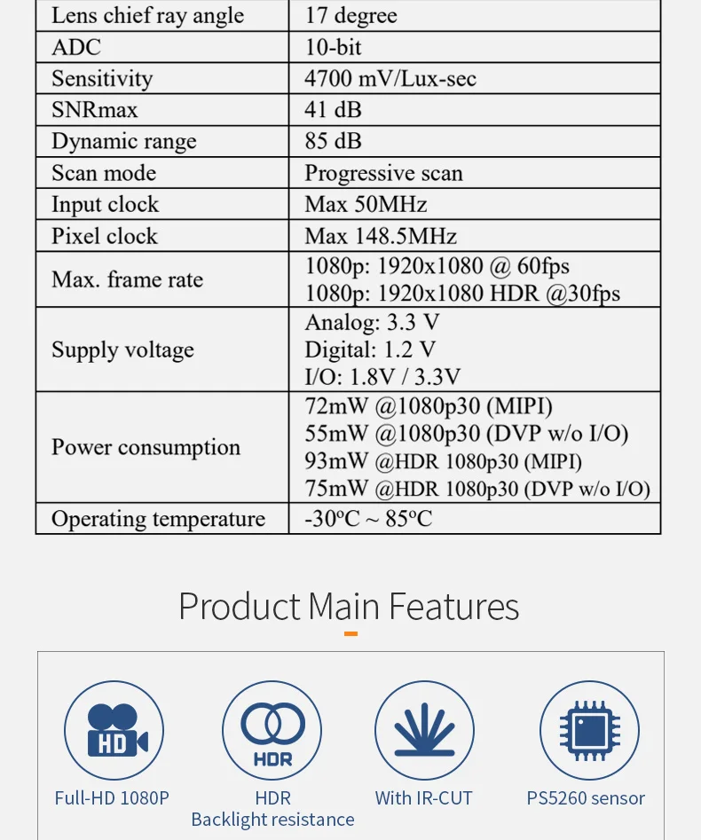 DGZX 2MP HD 1080P PS5260 Sensor Day/Night IR Switching No Color Deviation Camera Module With IR-CUT HDR插图2 DGZX 2MP HD 1080P PS5260 Sensor Day/Night IR Switching No Color Deviation Camera Module With IR-CUT HDR插图2