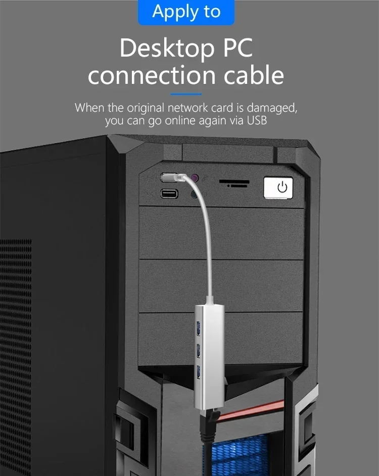 4 in 1 Gigabit Ethernet USB C Hub Mini Size USB 3.0 to RJ45 Adapter USB C Dock for MacBook Air Pro PC HUB