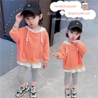 Suit Kids Girls Sweater Suit Autumn New Kids Casual Leggings Girl Hooded Clothes Girls Two-piece Suit
