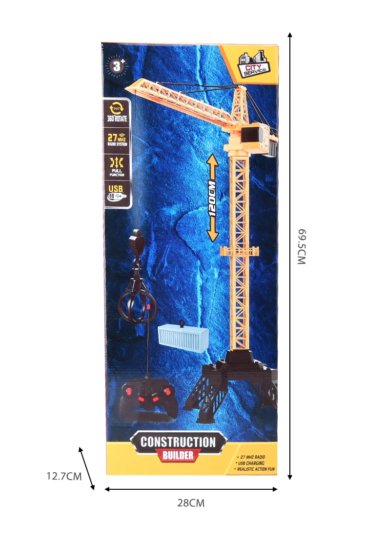 fast gearz 27mhz remote control tower crane toy construction builder toy engineering model realistic lift action building play for kids-6