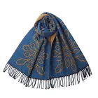 Shawl Flower Factory Wholesale Ladies Fashion Fringed Shawl Scarf Custom Good Quality Flower Pattern Scarf