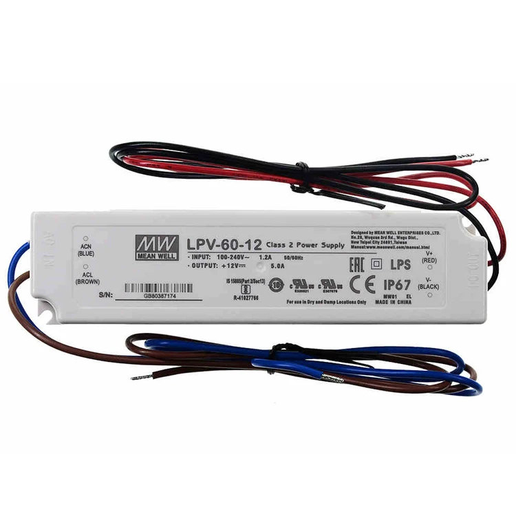 LPV-60-12 Meanwell 5A 60W Single Output Switching Power Supply LED CCTV 