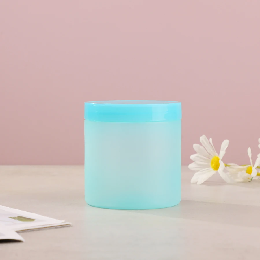 Luxury Blue Empty PET Plastic Face Cream Container 50g 100g 200g 250g  Cosmetic Packaging Jars With Lids