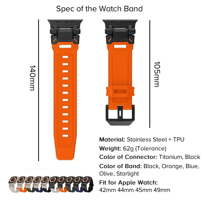 Rubber Luxury Designer Watch Band For 49mm 45mm 44mm 42mm Ultra Watch