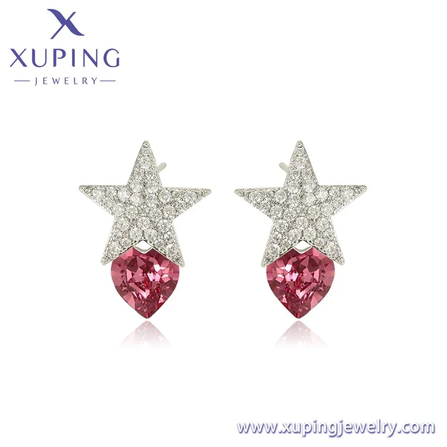 95035 xuping fashion crystal heart stud earring for women elegant luxury star crystal jewelry