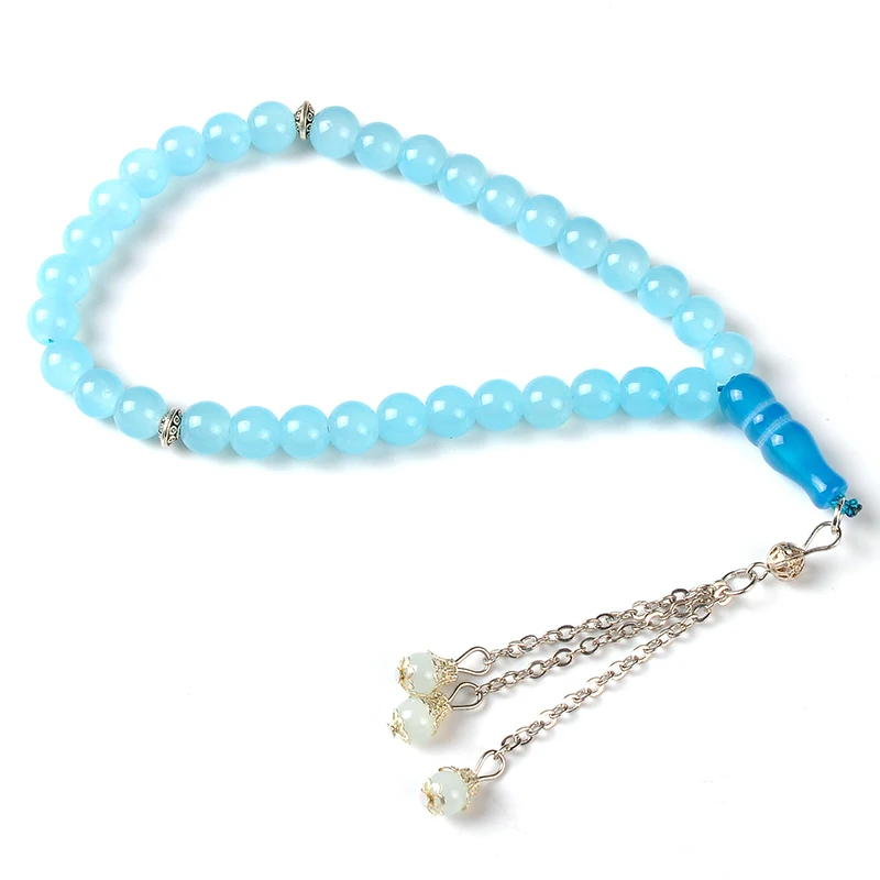 YS133 Wedding Gift Turkish Rosary Beads Glass Necklaces Handmade Religious Blue Customized Size Prayer Beads Muslim 33 Pcs LANGE