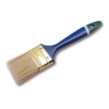 210208 Plastic Handle Paint Brush  White Bristle & PBT PET Filament Gold Plated Tinplate