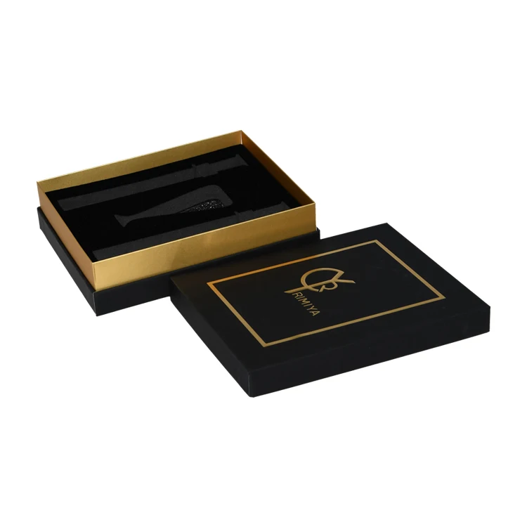black paper box packaging with eva foam dimension customized