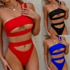 Swimsuit 2021 1 Piece Womens Swimwear Hollow Solid Color Swimsuit Sexy Luxury Designer Bikini