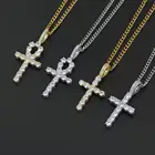 Pendant Stones Wholesale Hip Hop Cross Pendant Diamond Setting CZ Stones Necklace Jewelry For Women