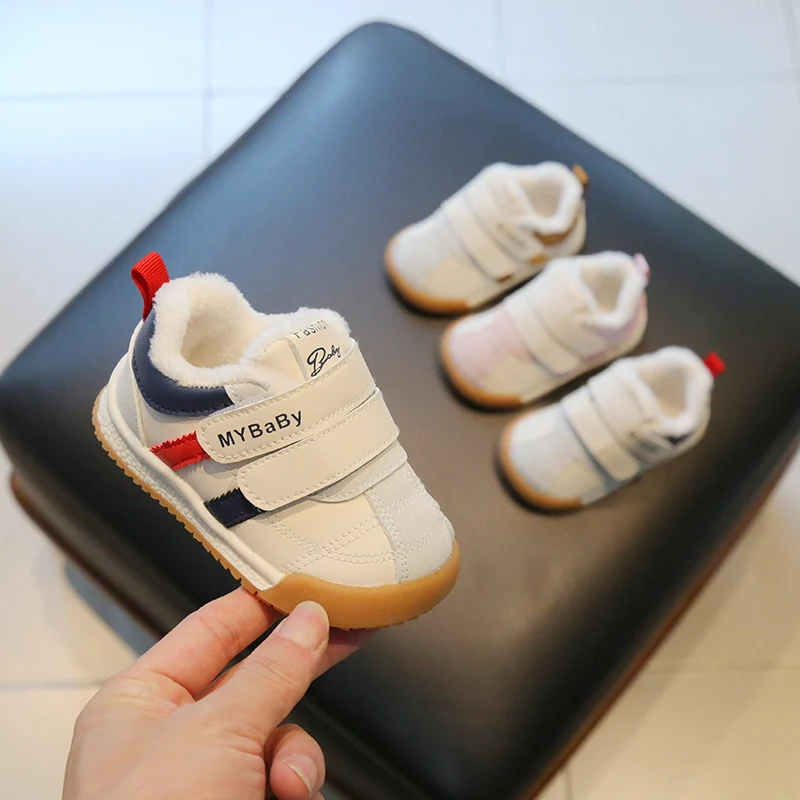 Newest Winter Walking Kids Shoes Soft Rubber Soled Sneakers Plush Fleece Toddler Baby Shoes supplier