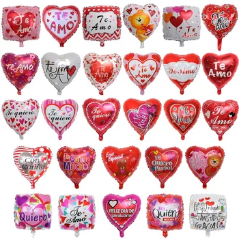 18 inch Spanish Valentine's day heart shaped foil balloon Spanish I love you aluminum balloon party decoration globos