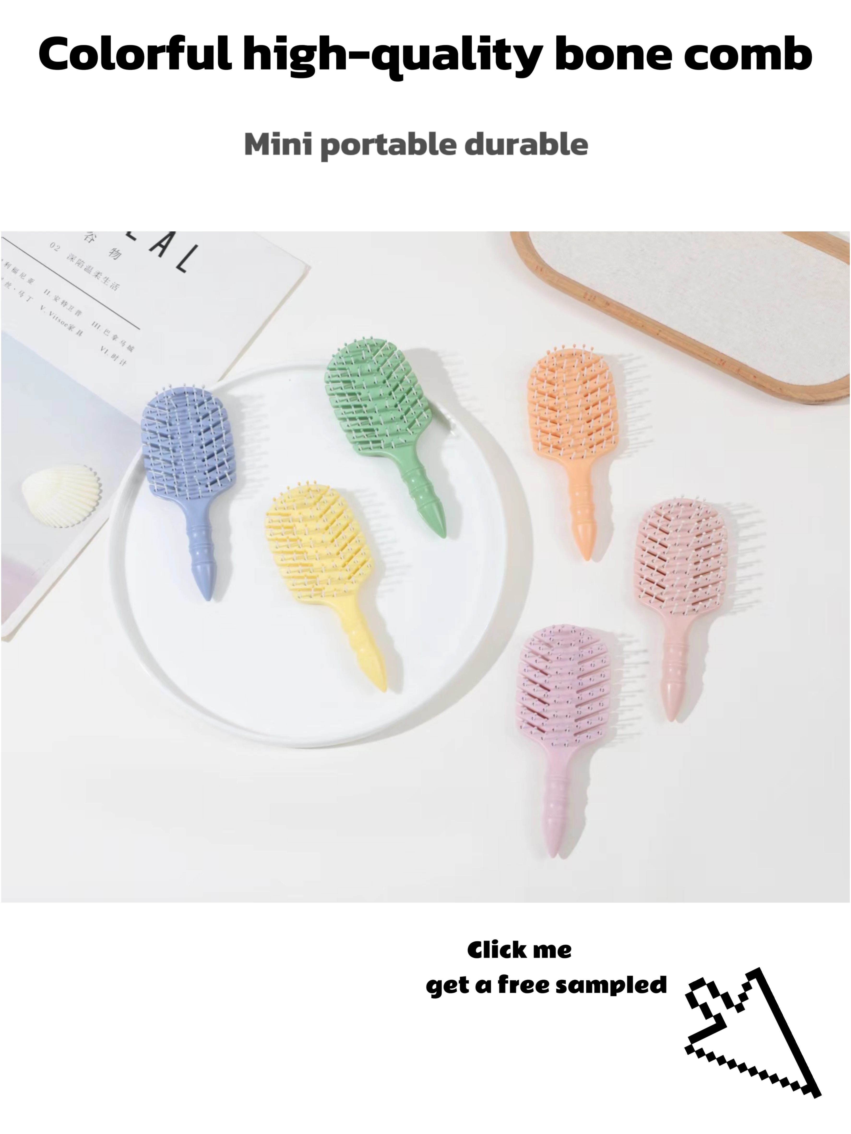 Portable Lightweight Hairbrush for Frizz Control and Hair Straightening Bone Shape Comb Compact Hygienic manufacture