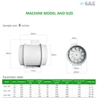 Fan Plastic 4" 6" 8" Oblique Pressurized Inline Duct Fan With Anti-Backflow - Ventilation Exhaust Fan For Office And Home