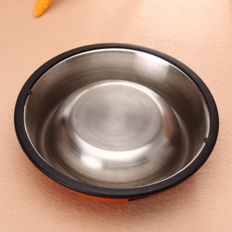 product single stainless steel anti slip silicone side pet food water feeding bowl with footprints printing-50