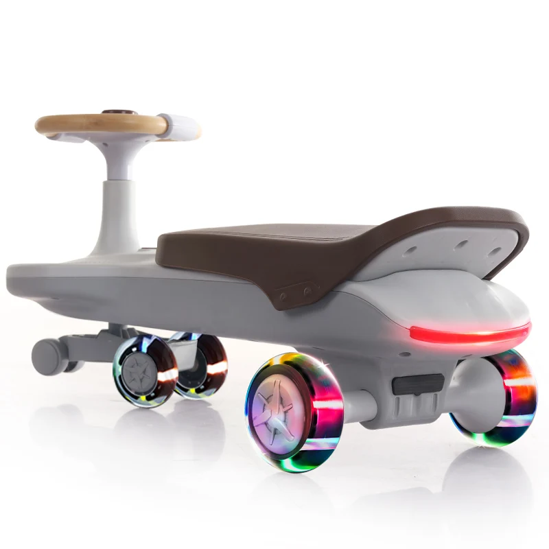 Music LED Flashing PU Wheels Baby Ride On Toy Wiggle Baby Swing Car 360 Degree Rotating Control Cars For Kids