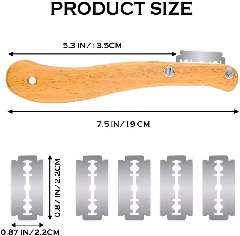 High Quality Curved Bow Knife Bread Cutter Tool and 5 Blade with Wooden Handle