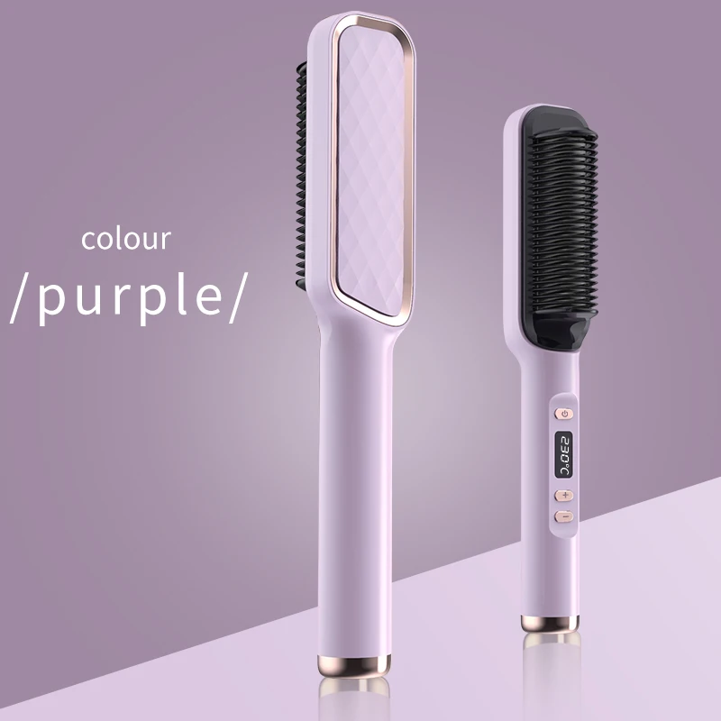 Factory Direct 2 In 1 Hair Straightener Comb Home Use Electric Hair Straightener Brush Straightener Hair Curler Comb