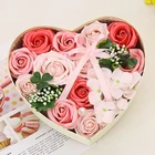 Flower 2021 Romantic Heart Shape Rose Soap Flower Gift Box Soap Flower Gift For Wedding Birthday Gift Valentine's Day