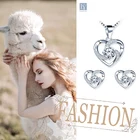 Silver Jewellery Silver 925 Silver Necklace Stud Earrings Fine Heart Jewellery Set