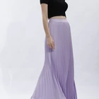 Long Skirt High Quality Hot Sale Women's Plain Color Zipper High Street Fashion Long Pleated Maxi Skirt