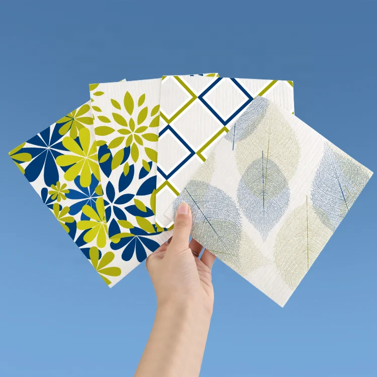 Gloway Premium Quality Own Design Printed Eco-Friendly Natural Swedish Cellulose Sponge Cloth Kitchen Towels Swedish Dishcloth