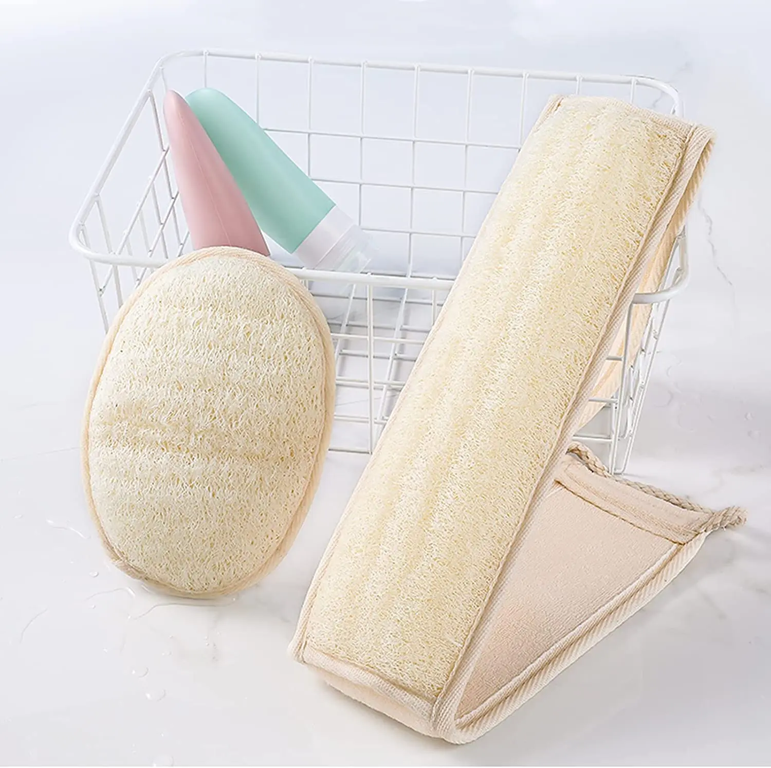 Natural Loofah Exfoliating Back Scrubber For Shower Set Large Loofah