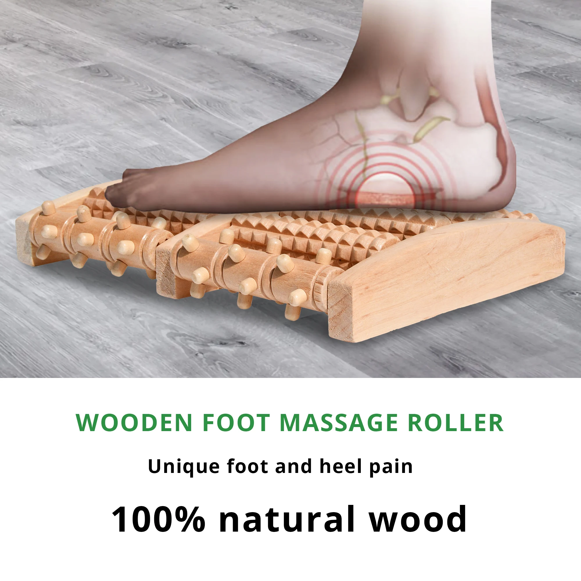 Bamboo Foot Massager Board Takefumi,Foot Massage Roller - Plantar Fasciitis Relaxation Muscle Under Desk
