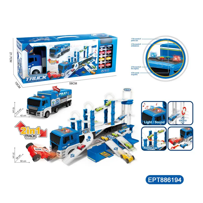 EPT Hot Selling Transformable Fire Truck  Includes Trolley Series Toy For Children Kids Birthday Gift