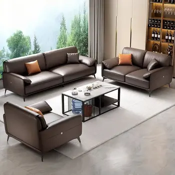 luxury sectional leather office sofas set