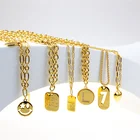Pendant Necklace Custom Trendy Gold Plated Engraved Pendant Necklace Link Chain Sublimation Custom Jewelry Blanks