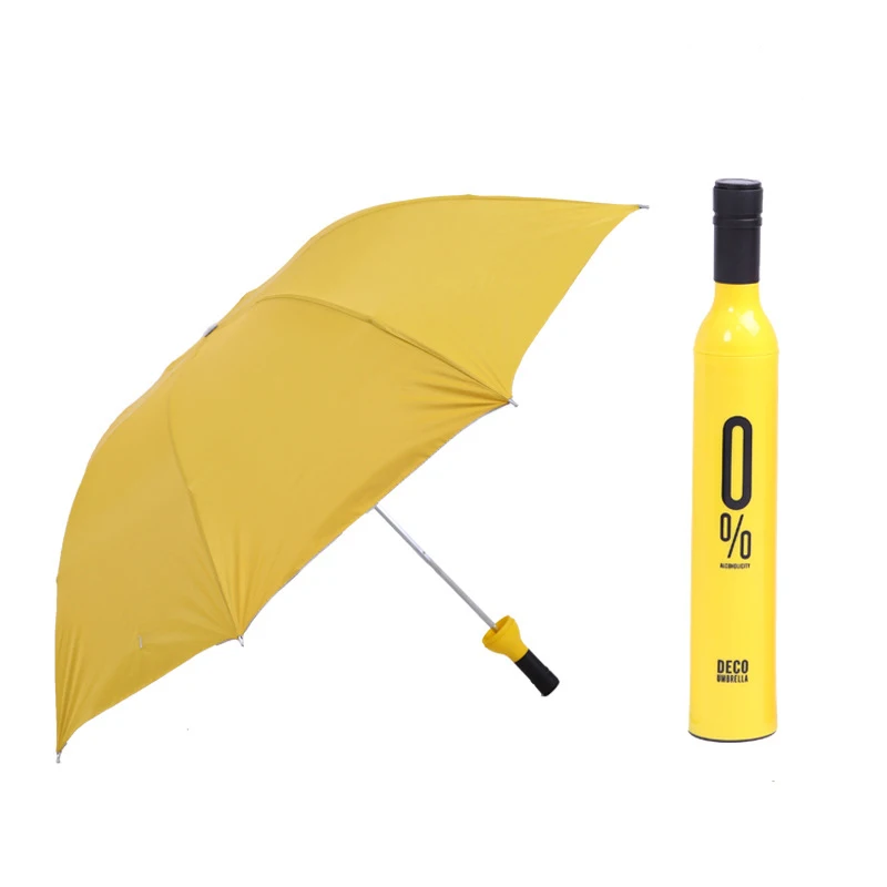 Custom Printed  Manufacturer Cheap Design Waterproof Folding Wholesale Wine Bottle Promotion Umbrella