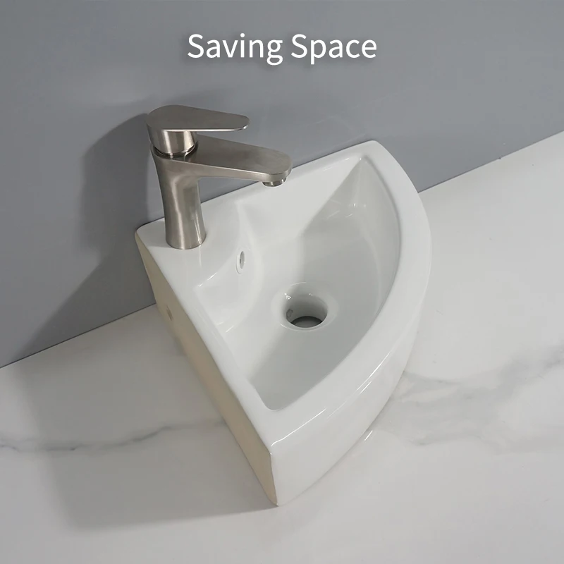 TARPUL Factory Wholesale Triangle Restroom Wash Basin Ceramic Hung-Wall Counter Top Mount For Hotel Bathroom manufacture