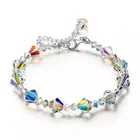 Beads Amazon Hot Sale Charm Glass Beads Bracelets Transparent Color Square Zircon Womens Crystal Bracelets