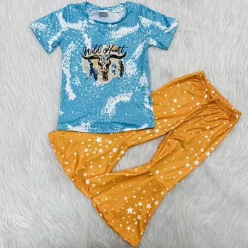 The fashion sisters boutique matching cute clothes in stock wholesale baby girls Spring/Summer cow printing clothing set