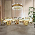 Luxury Mirror Gold Banquet Hotel Dining Wedding Table And Chair For Event