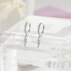 925 Silver Hip Hop Silver 925 Earrings 925 Silver Lightning Zircon Hip Hop Earrings For Women