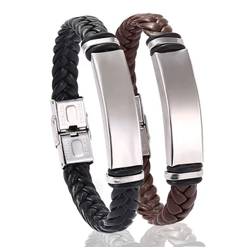 inspirational blank mens custom silicone leather engraved bracelets wholesale stainless steel customizable engraving bracelet