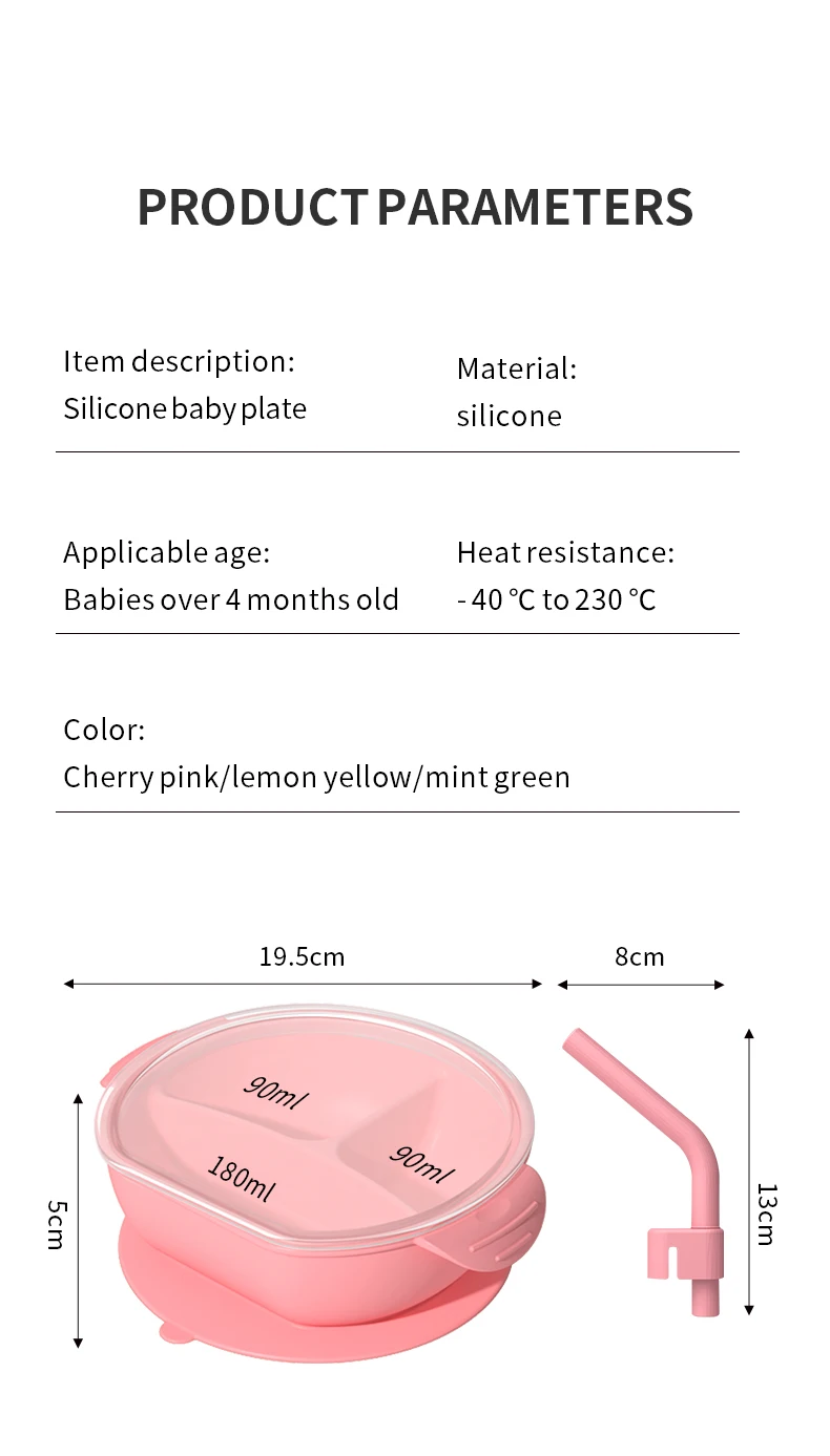 Custom Baby Feeding Bowl Set with Suction Cup Base Food Grade Non-Toxic BPA Free silicone baby bowl  for Toddlers