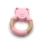 Animal Teether Wood And Silicone FDA Approved Non-toxic Teething Toys Silicone And Wood Teether Animal For Babies